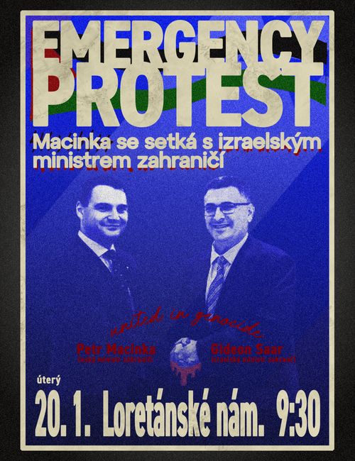 ‼️📣 EMERGENCY PROTEST: Proti setkání Macinky s izraelským ministrem Gideonem Saarem