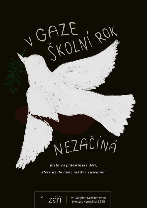 🕯️ V Gaze semestr nezačíná: pieta za palestinské děti, které už do lavic nikdy neusednou