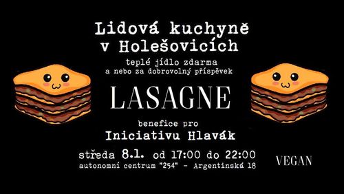 Veganské  lasagne na "254" - benefice pro Iniciativu Hlavák 